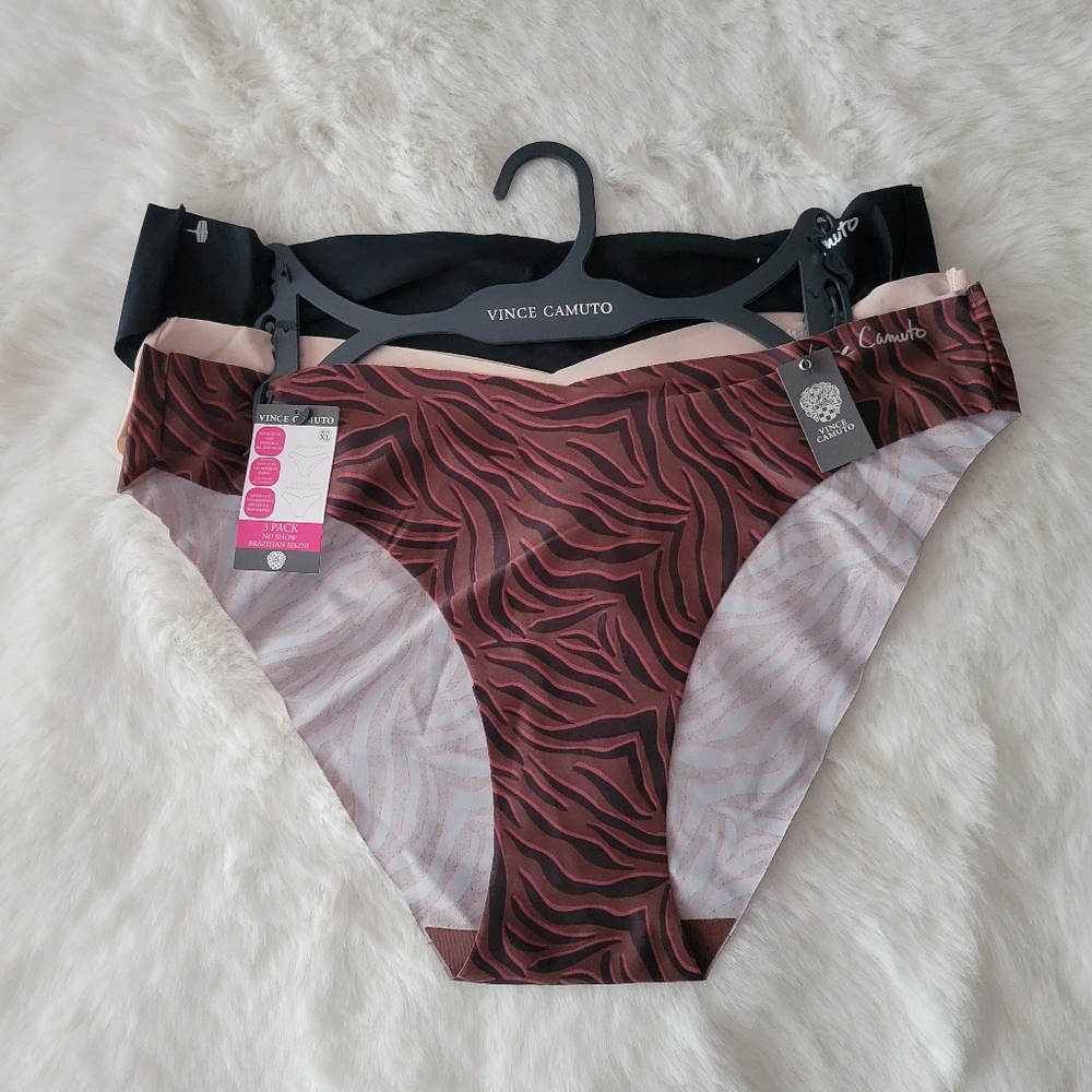 🌻BRAND NEW VINCE CAMUTO 3-PACK BRAND NEW NO SHOW BRAZILIAN BIKINI SIZE XL